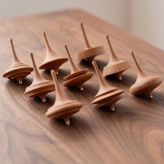 Wood Spinning Top - Handcrafted Desktop Toy (2-Piece Random Set)