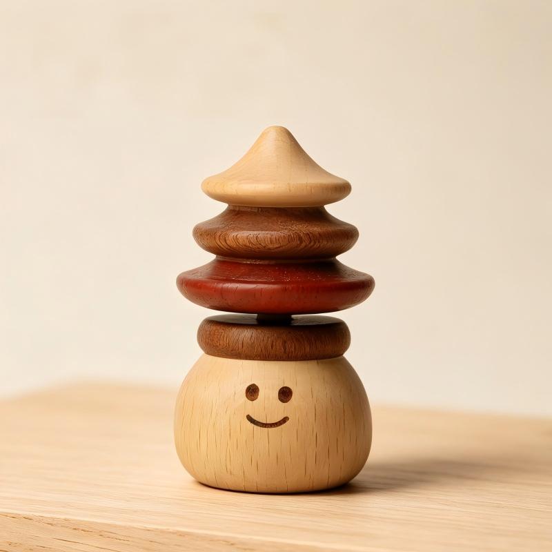Handcrafted Wood Spinning Top Collection | Pinecone Sets & Character Tops | Desk Toy Gift | Engravable