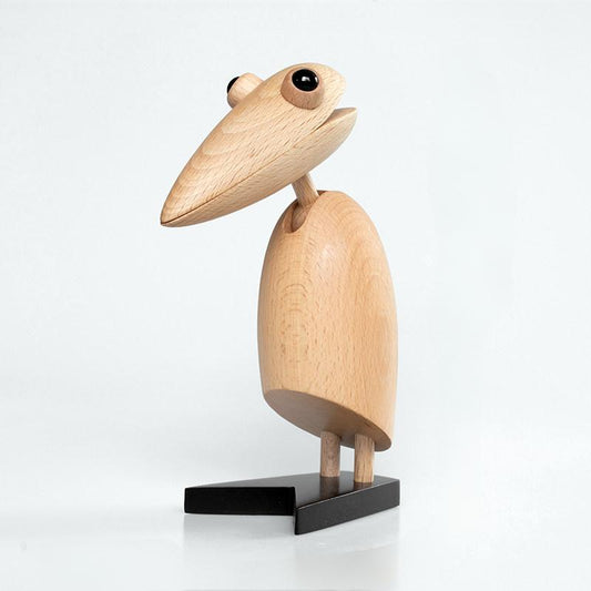 Woodpecker Desk Figurine | Opening Beak Card & Note Holder | Engravable Solid Wood Sculpture