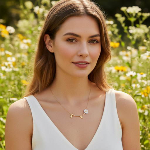 Daisy Leaf Necklace | Gold Plated Enamel | Plant Series | Nature-Inspired Jewelry