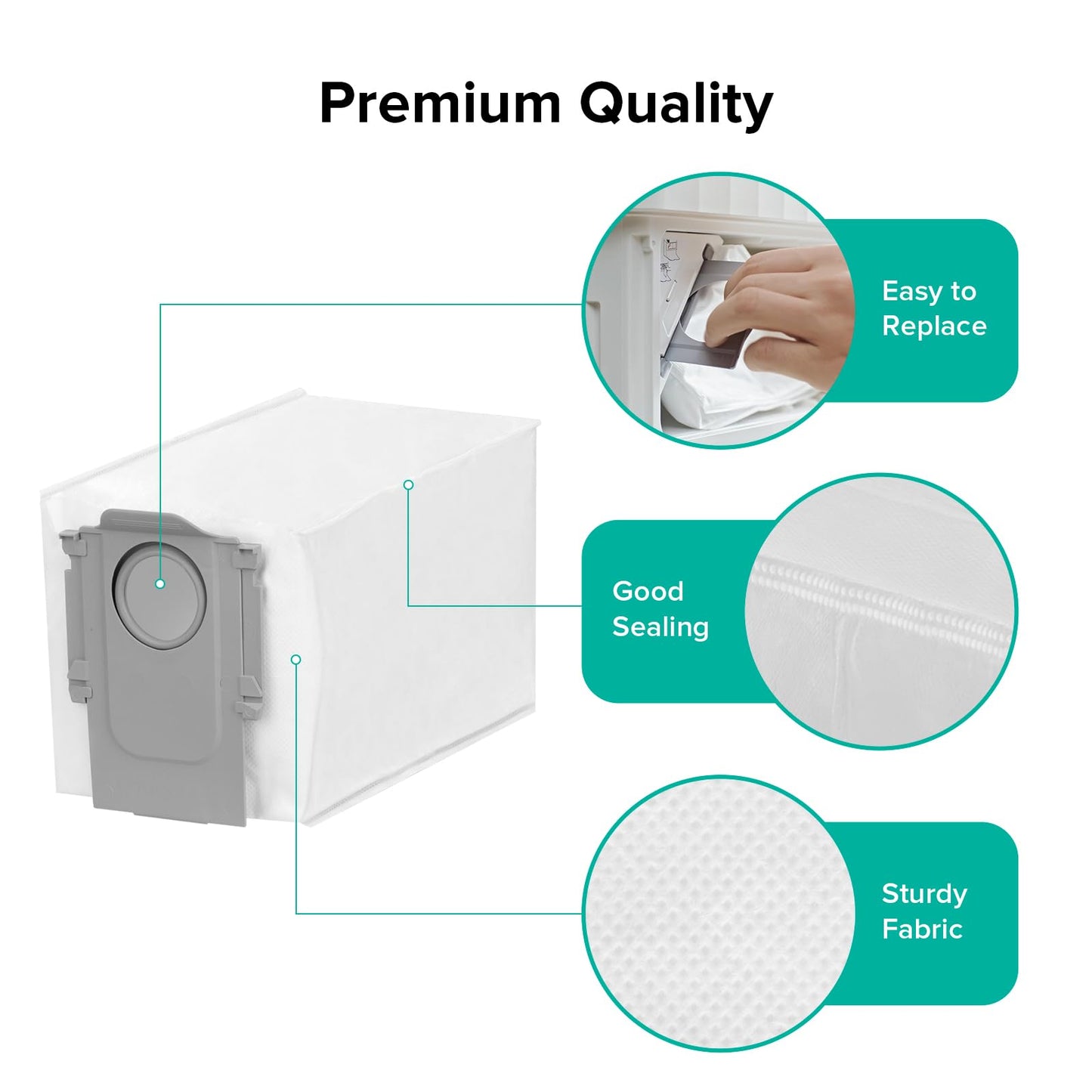 Replacement Dust Bags for Roborock Auto-Empty Docks | Compatible with Q Revo, S8, S7 & Saros Series
