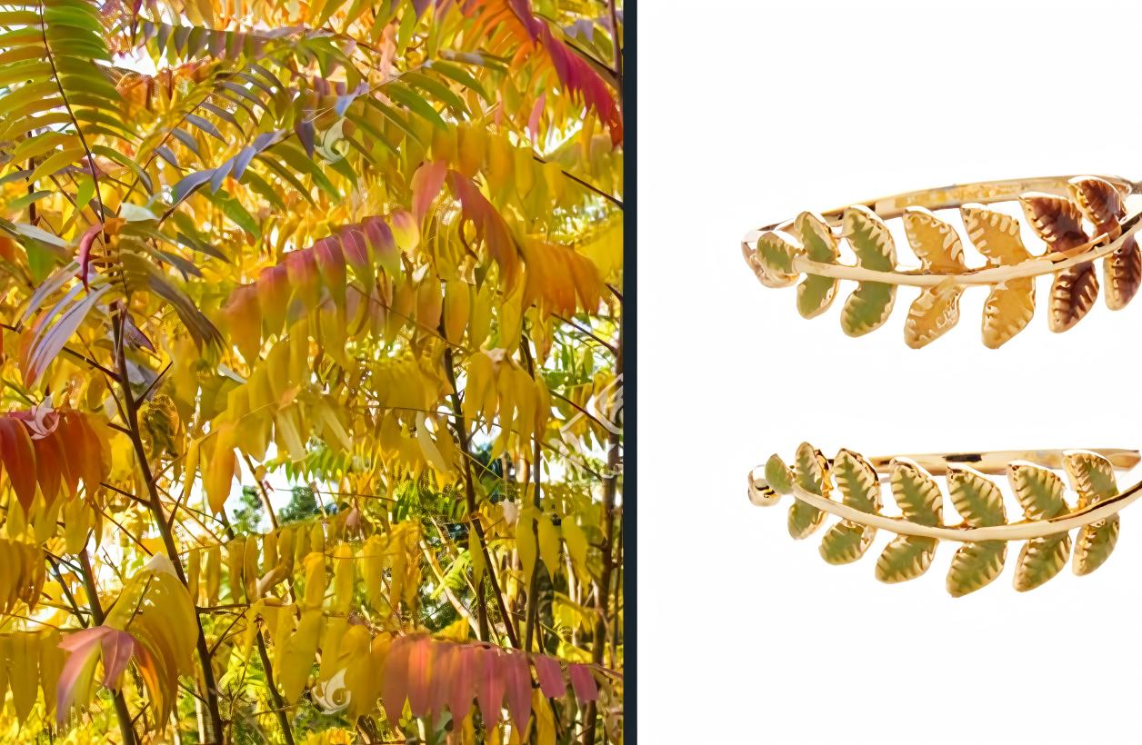 Bague Feuille d'Or Bague Feuille d'Automne Réglable pour Femme en Argent Sterling