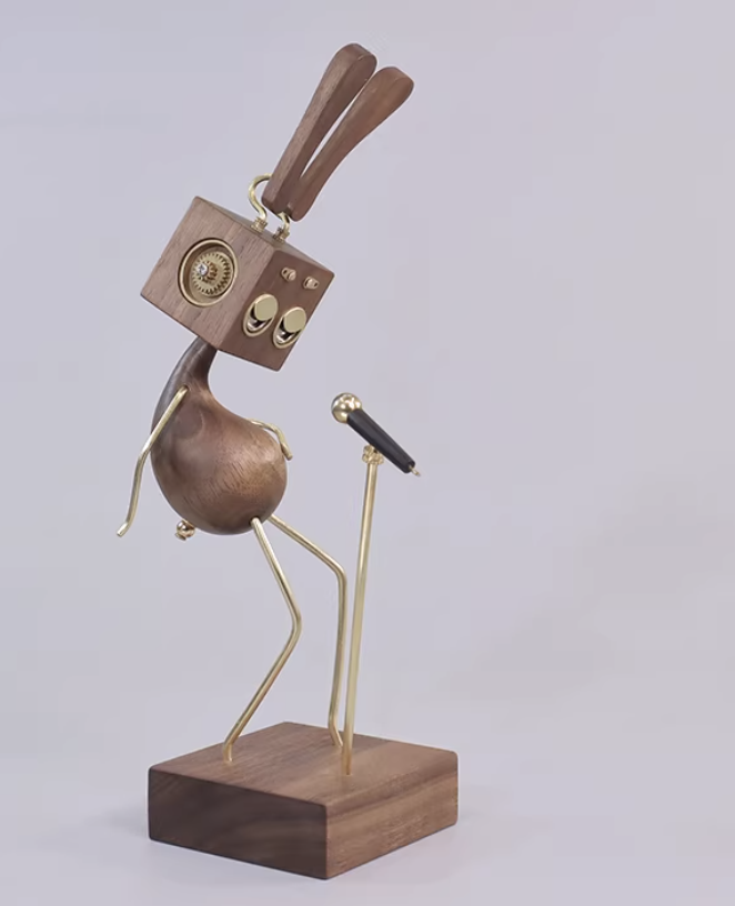 Iconic Character Wood Figurine, Poseable Desktop Companion, Cultural Art Gift