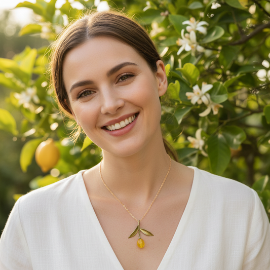 Lemon Necklace | Copper & Resin Plant Series | Sweet & Sour Love Symbol | Christmas Gift