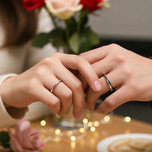 Mobius Couple Ring | Temperature Color-Changing | Silver Adjustable | Valentine Gift