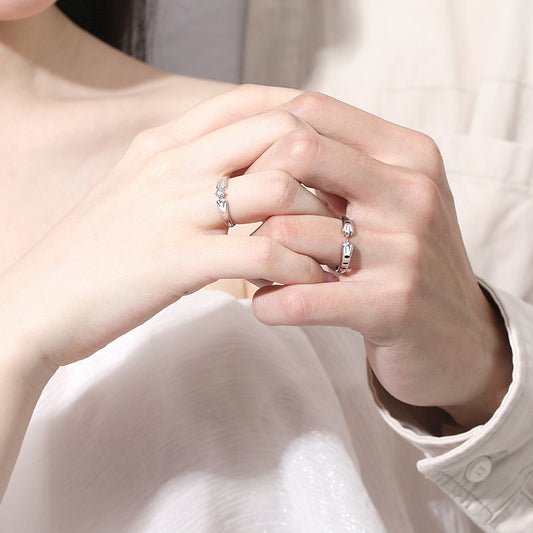 Cat Paw Couple Rings | 925 Silver Adjustable | Light Luxury Design | Cat Lover Gift