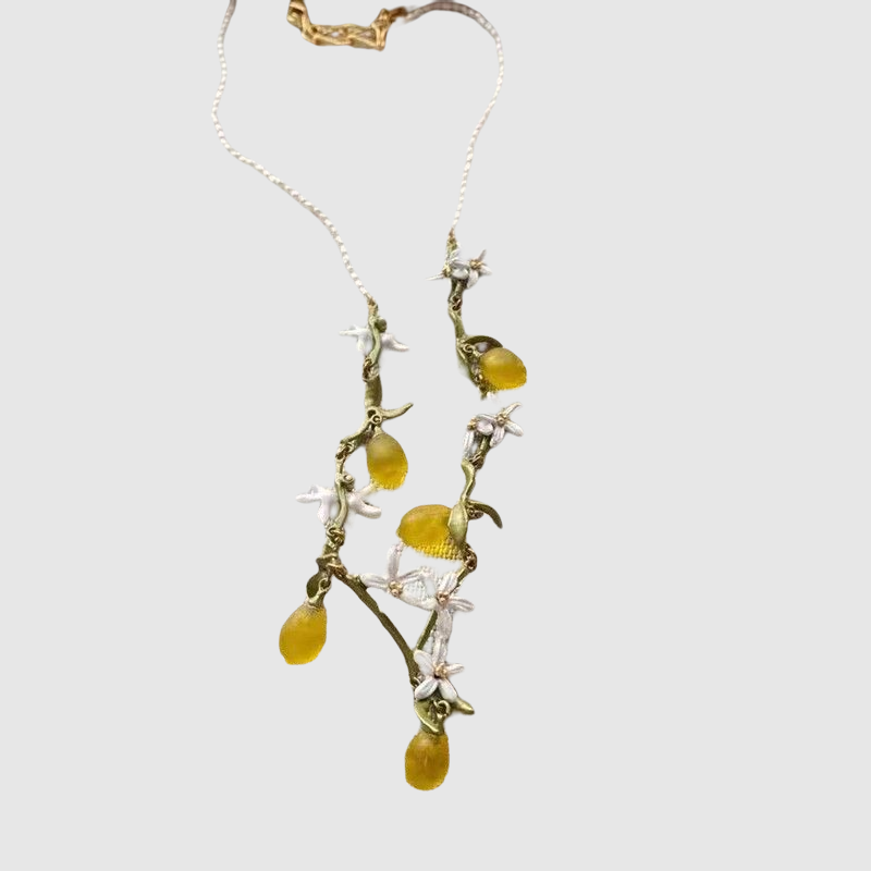 Fashion Elegant Natural Lemon Flower Plant Series Pearl Chain Necklace