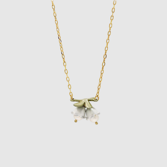 Lily of the Valley Pearl Necklace | Gold Plated Plant Series | Romantic Girlfriend Gift