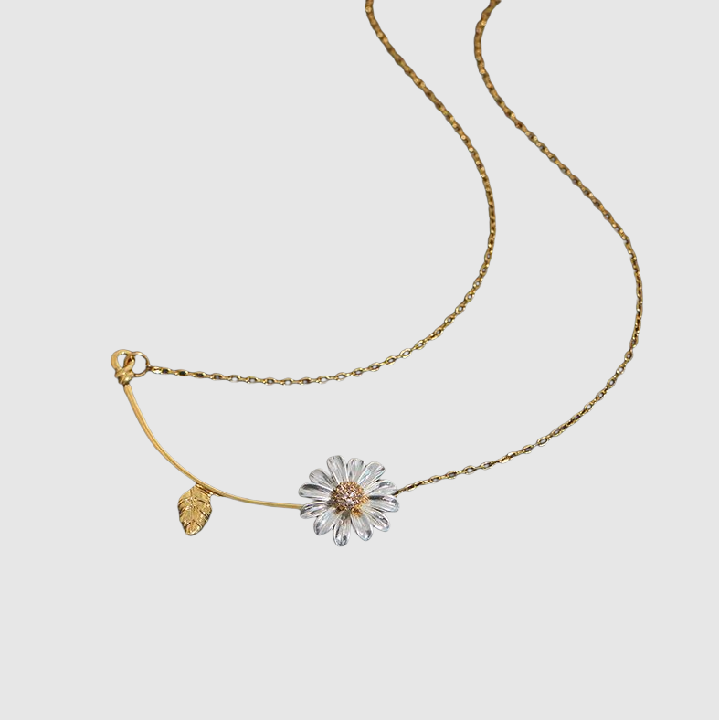 Daisy Leaf Gold Plated Fashion Necklace