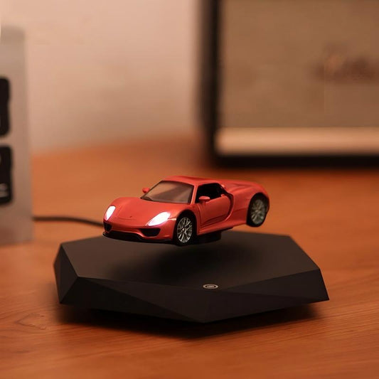 Magnetic levitating sports car, 360 degree rotating anti-gravity desk sculpture