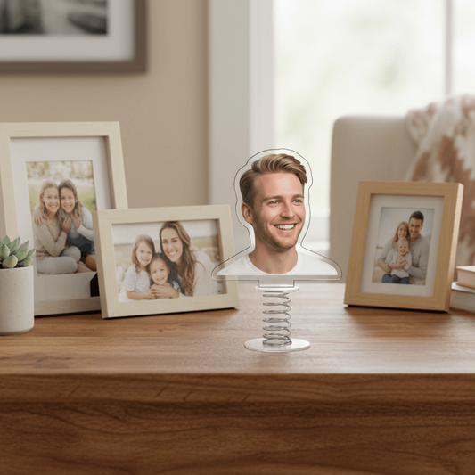 Personalized photo wobbler desk ornament that dances with your custom photo