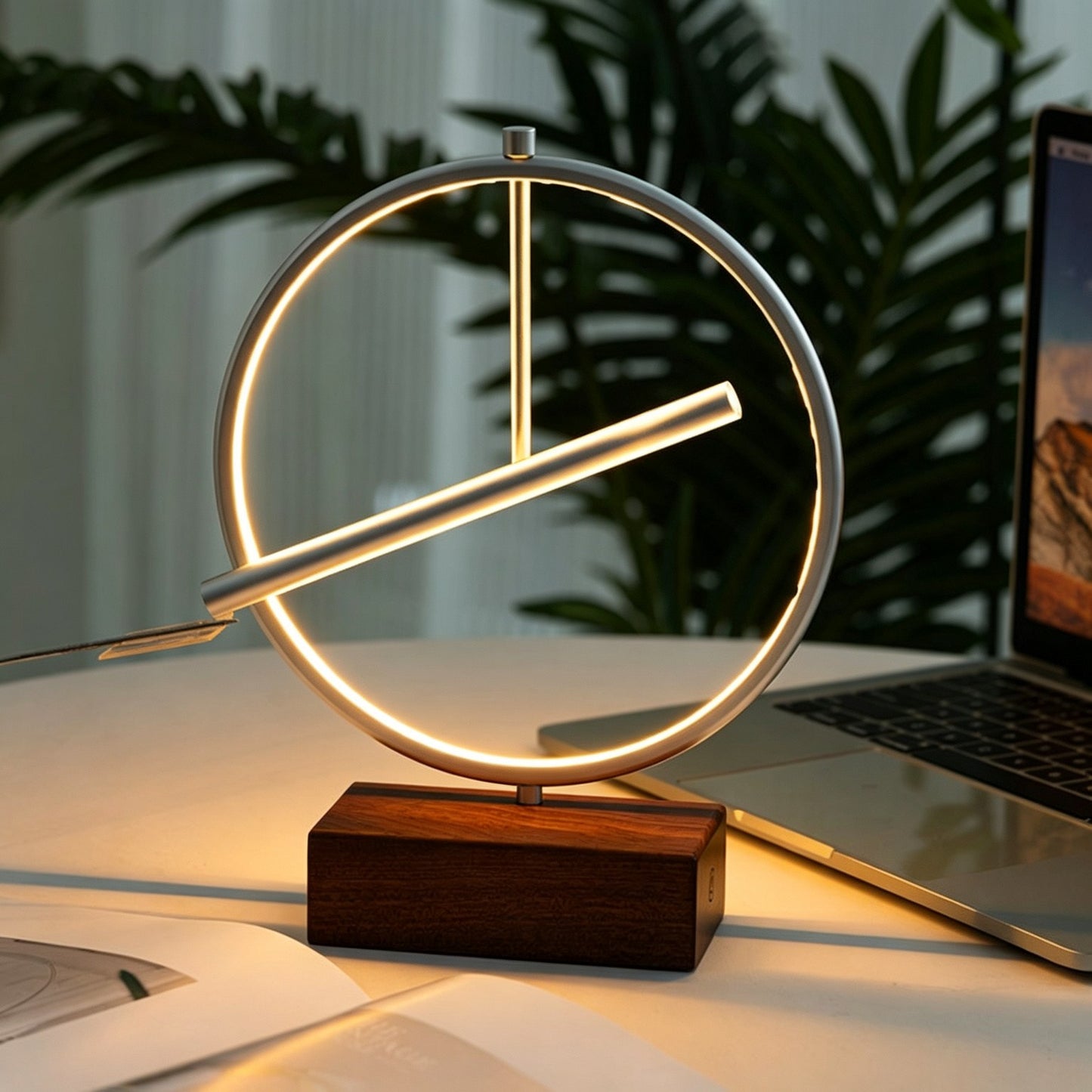 Perpetual Motion Kinetic Sculpture | Ambient Ring Light | Sabili Wood + Aerospace Aluminum | Engravable