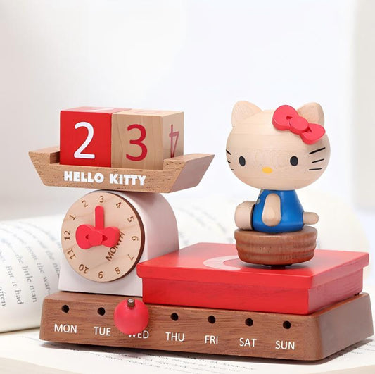 Cute Cat Perpetual Calendar | Manual Rotating Desktop Organizer | Kawaii Office Gift