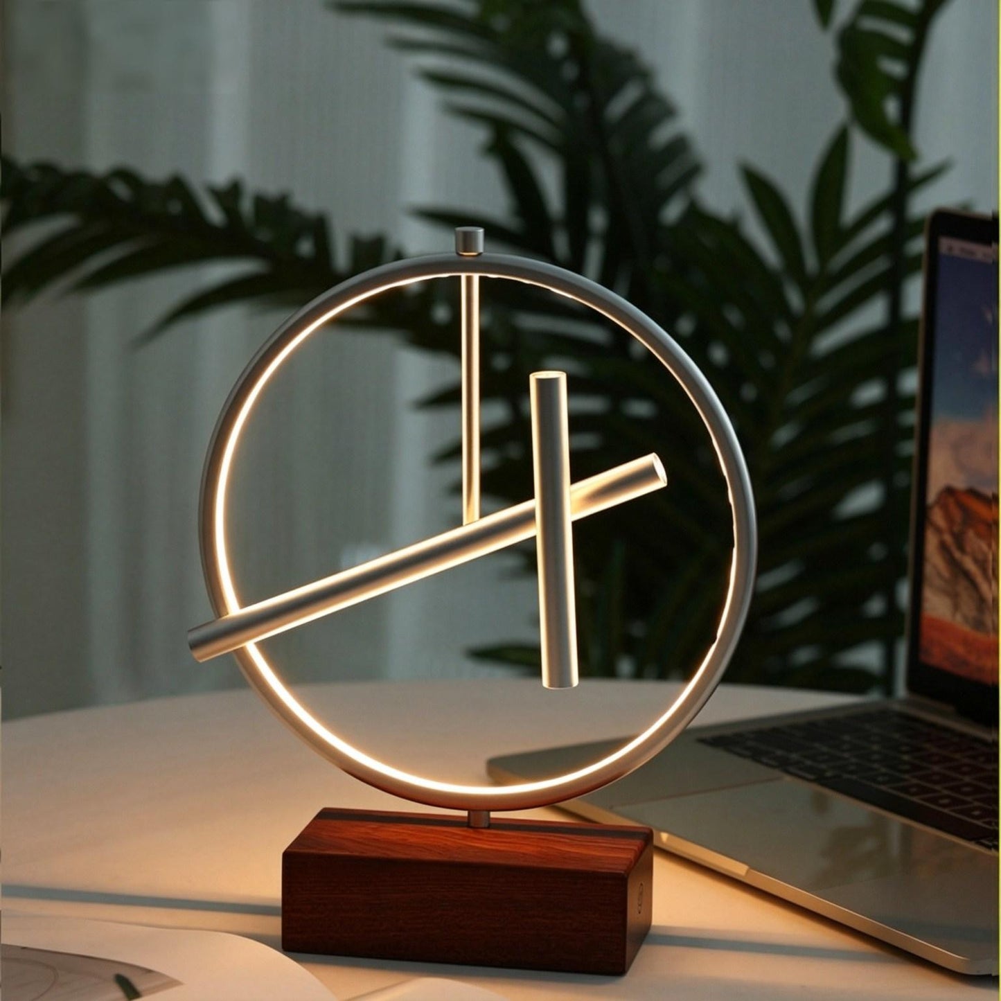 Perpetual Motion Kinetic Sculpture | Ambient Ring Light | Sabili Wood + Aerospace Aluminum | Engravable