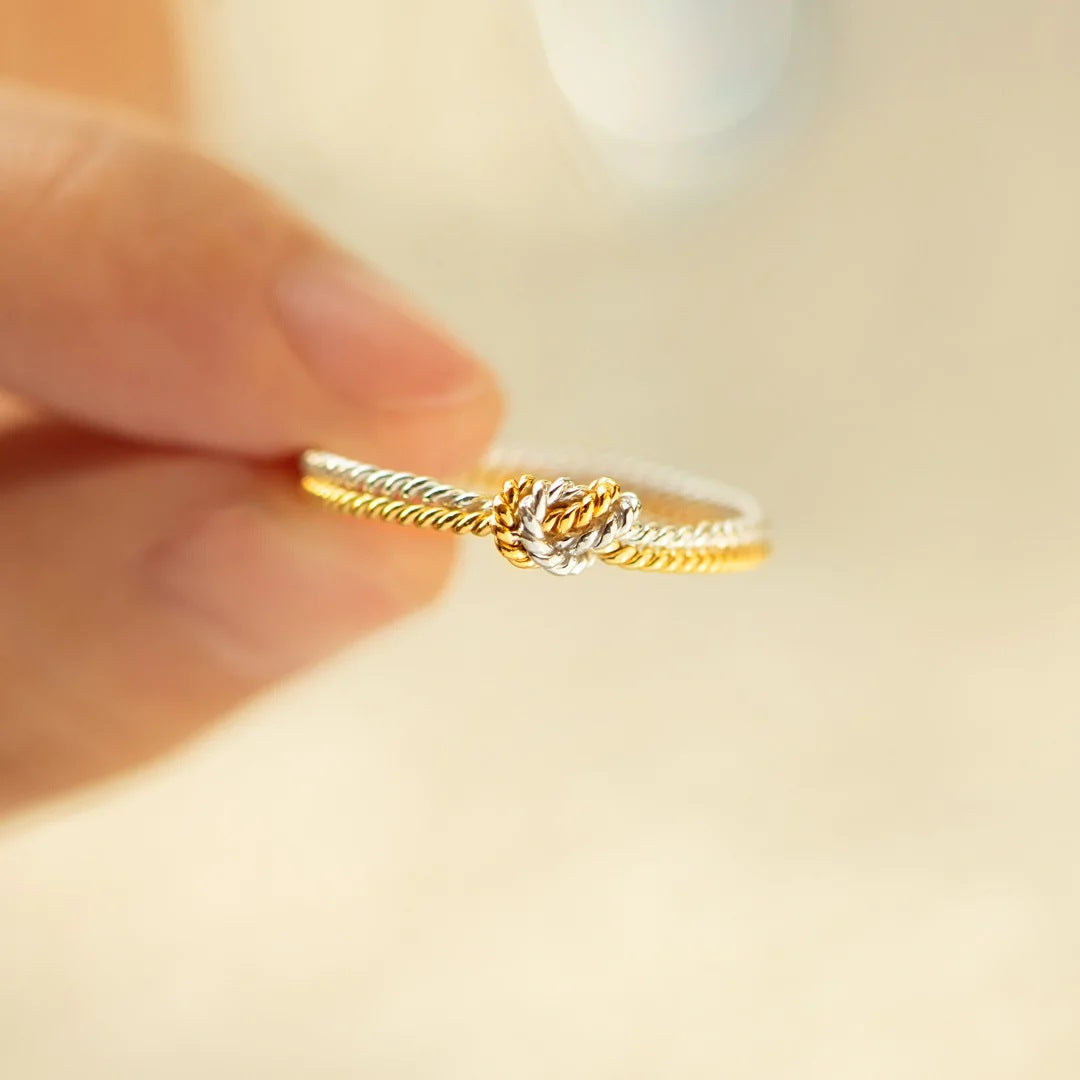 Minimalist Angel Knot Gold and Silver Bracelet