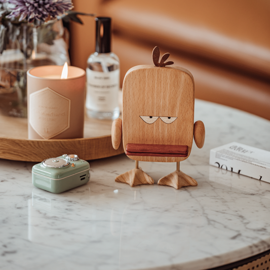 Wooden Duck Phone Stand | Cute Desk Organizer & Holder | Natural Wood Desktop Accessory
