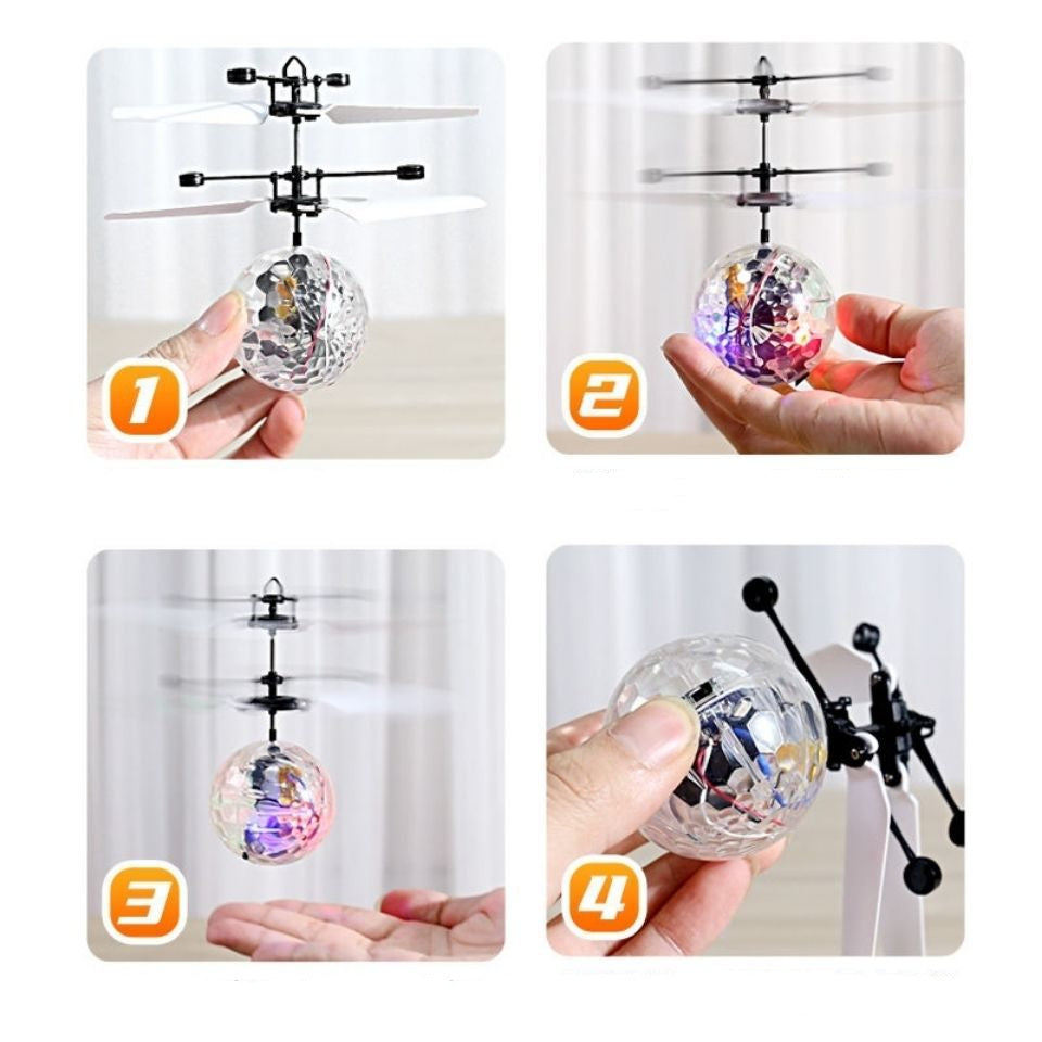 Sensing Aircraft Toy with Gesture Sensing, Featuring a Glowing Suspended Crystal Ball