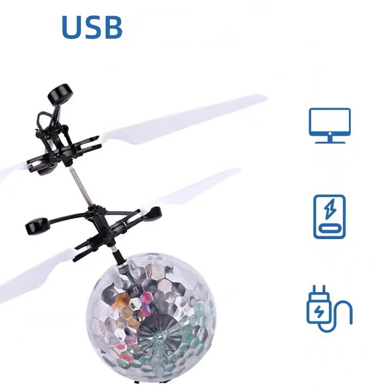 Sensing Aircraft Toy with Gesture Sensing, Featuring a Glowing Suspended Crystal Ball