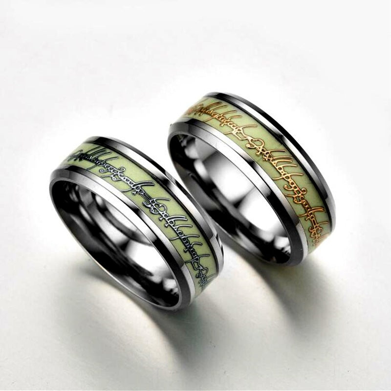 Titanium Steel Glow-in-the-Dark Ring