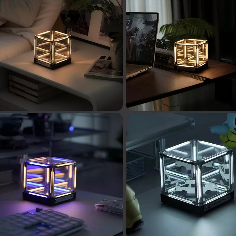 4D Infinity Cube Table Lamp | Optical PMMA, Touch Dimmable