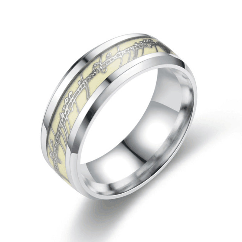 Titanium Steel Glow-in-the-Dark Ring