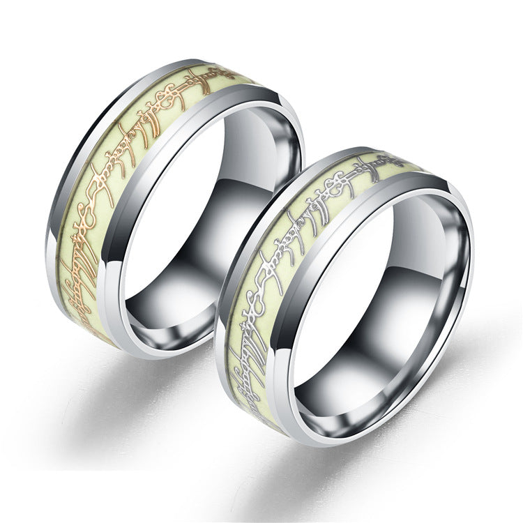 Titanium Steel Glow-in-the-Dark Ring