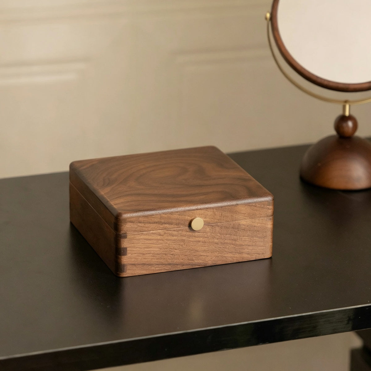 9-Grid Walnut Jewelry & Keepsake Box | Removable Dividers