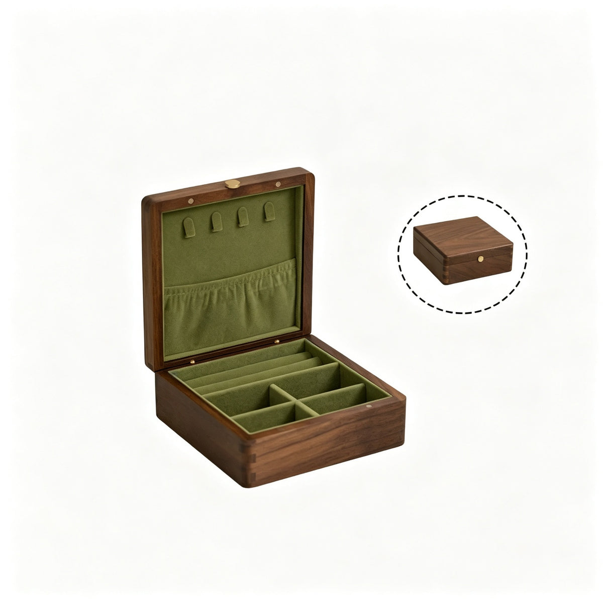 9-Grid Walnut Jewelry & Keepsake Box | Removable Dividers