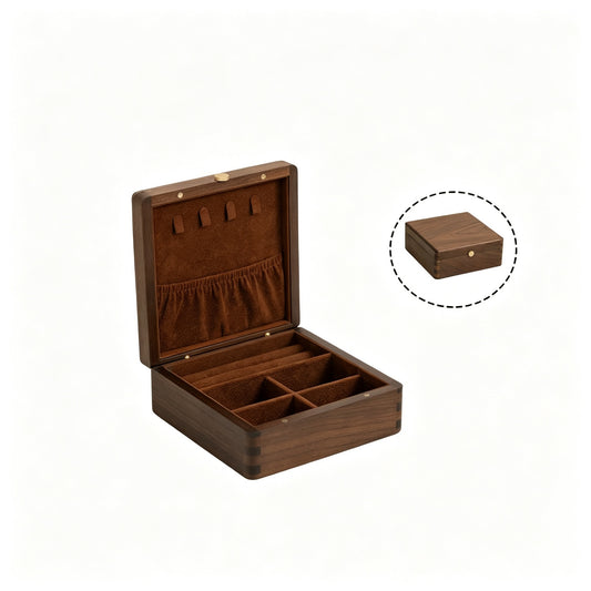 9-Grid Walnut Jewelry & Keepsake Box | Removable Dividers