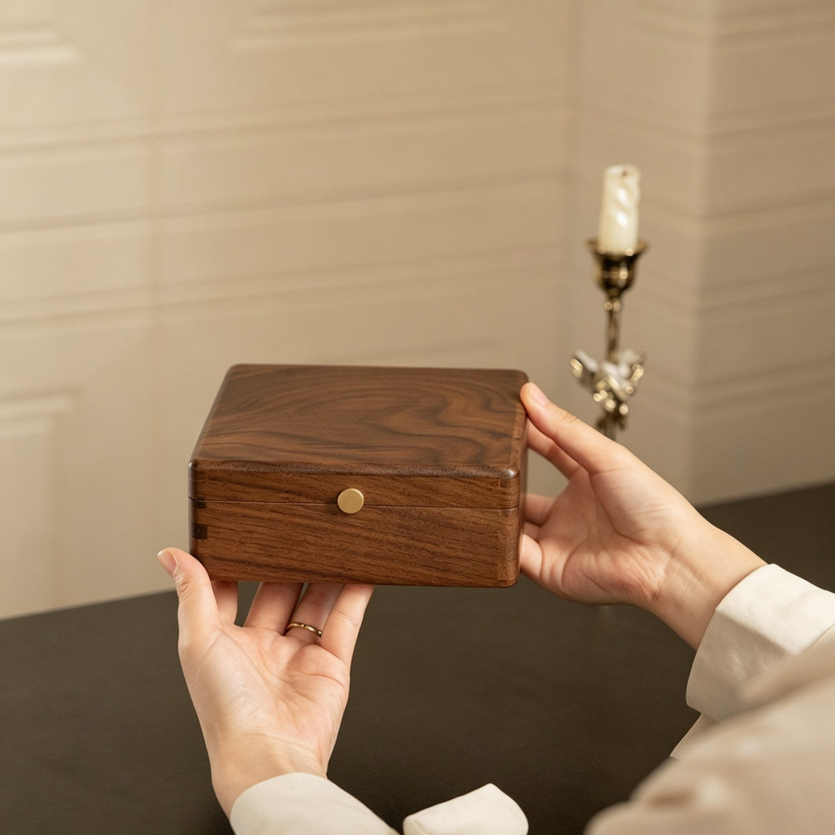 9-Grid Walnut Jewelry & Keepsake Box | Removable Dividers