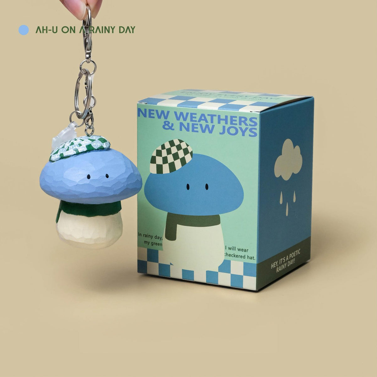 AU Mood-Changing Mushroom | Hand-Carved Wood Figurine & Keychain | Sunny & Cloudy | Engravable