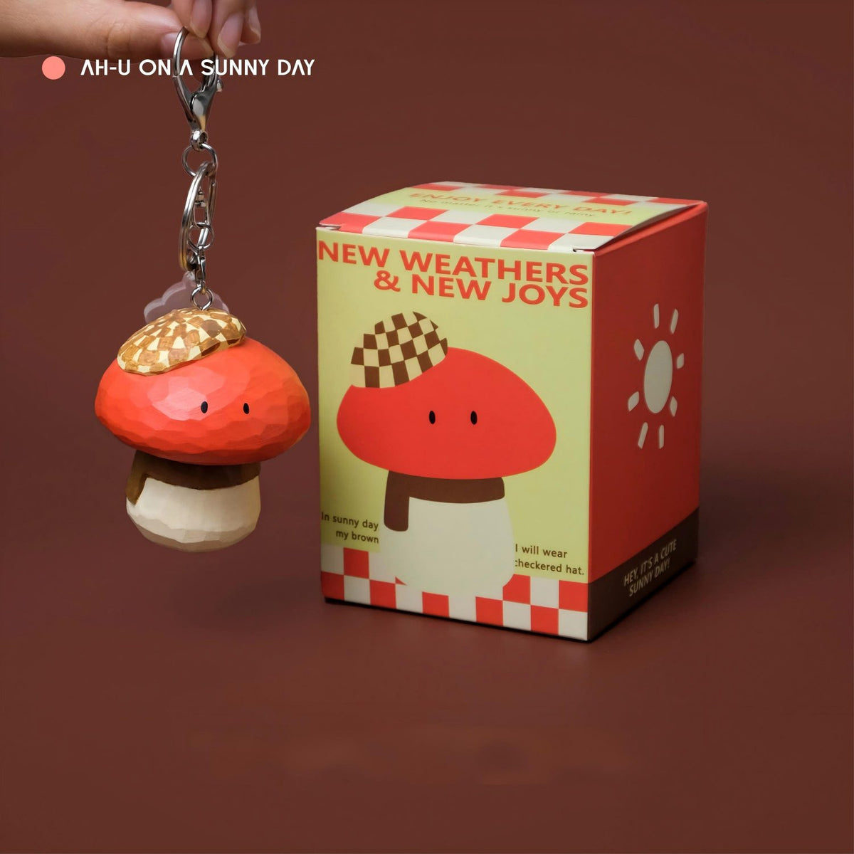 AU Mood-Changing Mushroom | Hand-Carved Wood Figurine & Keychain | Sunny & Cloudy | Engravable