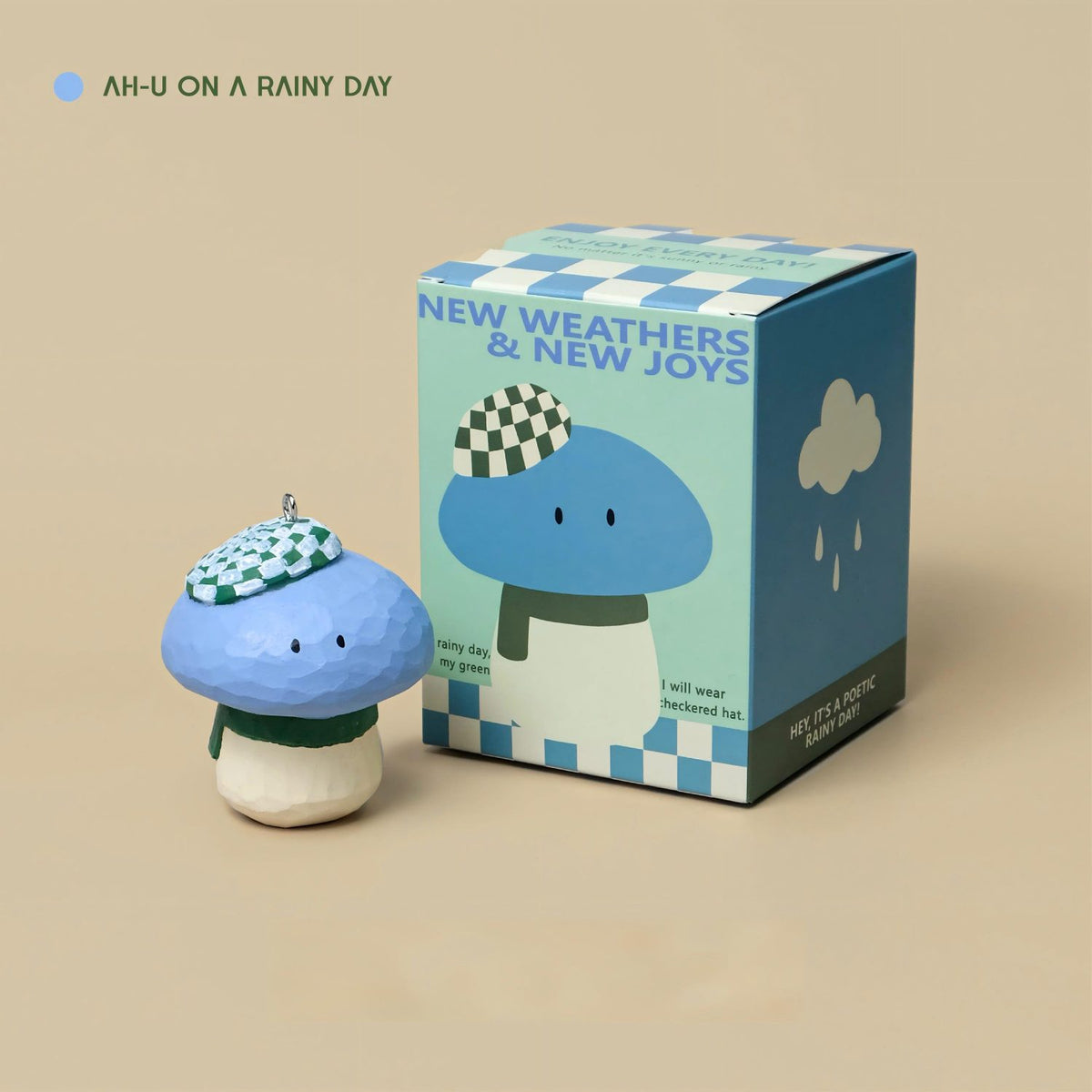 AU Mood-Changing Mushroom | Hand-Carved Wood Figurine & Keychain | Sunny & Cloudy | Engravable