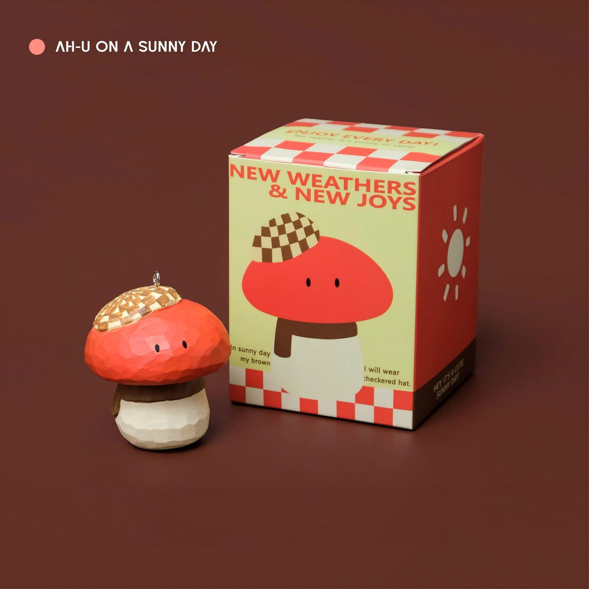 AU Mood-Changing Mushroom | Hand-Carved Wood Figurine & Keychain | Sunny & Cloudy | Engravable