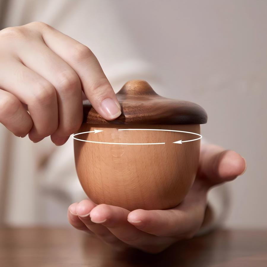 Acorn Solid Wood Music Box | Black Walnut & Beech | Wind-Up Mechanical | Engravable Gift for Her