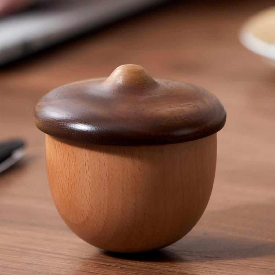 Acorn Solid Wood Music Box | Black Walnut & Beech | Wind-Up Mechanical | Engravable Gift for Her