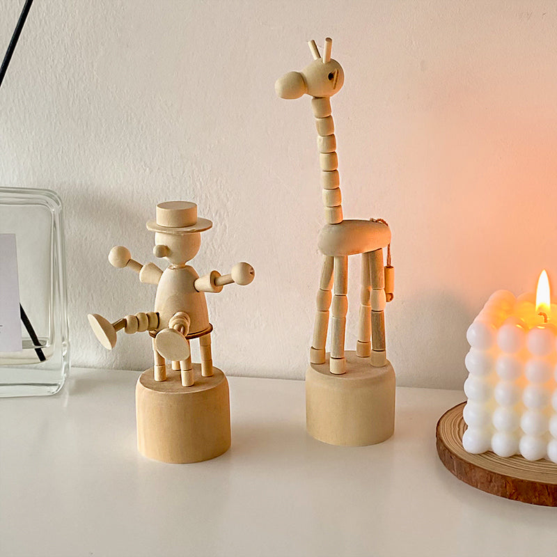 Adjustable Wood Animal Desktop Ornament - Handcrafted Poseable Figurines