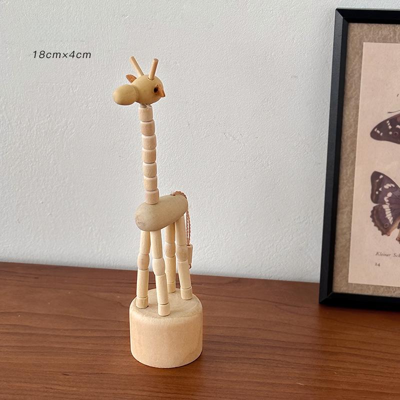 Adjustable Wood Animal Desktop Ornament - Handcrafted Poseable Figurines