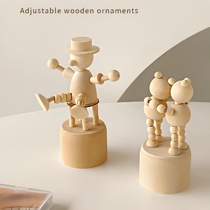 Adjustable Wood Animal Desktop Ornament - Handcrafted Poseable Figurines