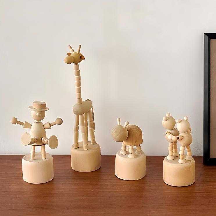 Adjustable Wood Animal Desktop Ornament - Handcrafted Poseable Figurines