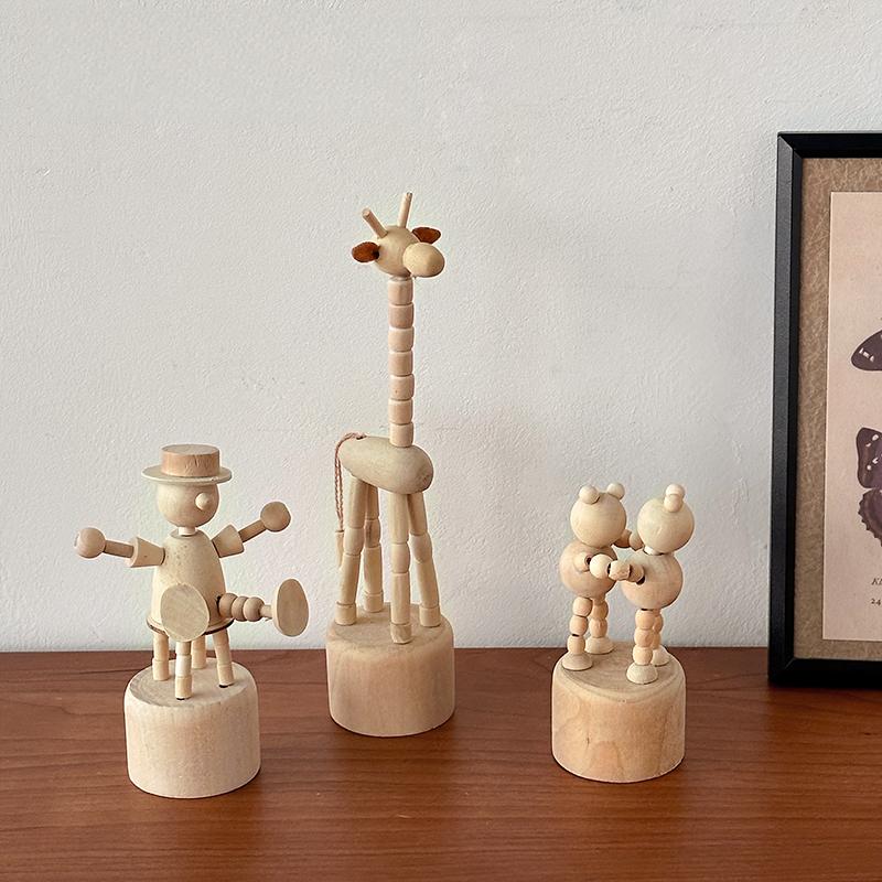 Adjustable Wood Animal Desktop Ornament - Handcrafted Poseable Figurines