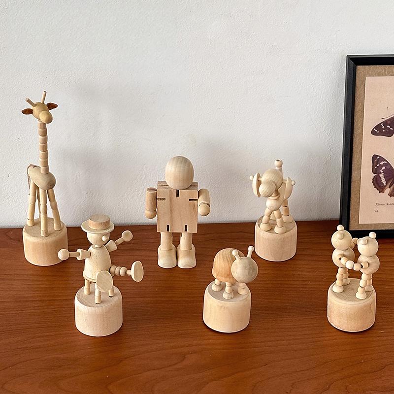 Adjustable Wood Animal Desktop Ornament - Handcrafted Poseable Figurines