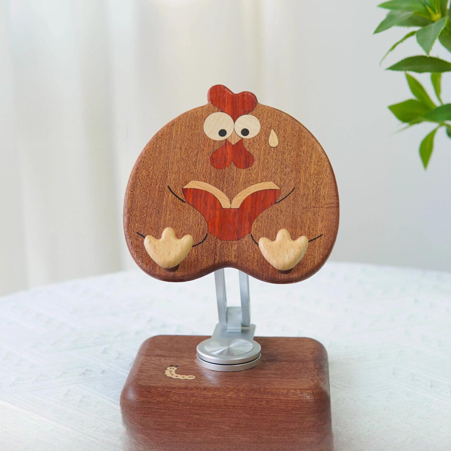 Animal Wood Phone & Tablet Stand - Handcrafted Adjustable Desktop Holder