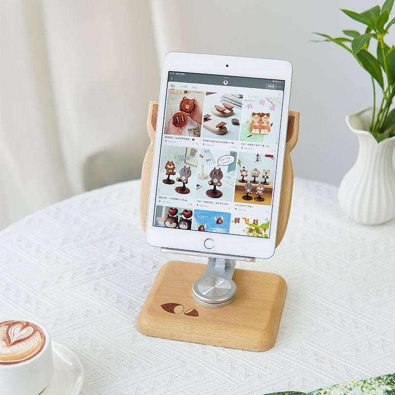Animal Wood Phone & Tablet Stand - Handcrafted Adjustable Desktop Holder