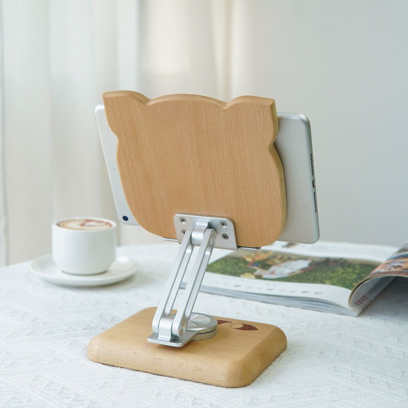 Animal Wood Phone & Tablet Stand - Handcrafted Adjustable Desktop Holder