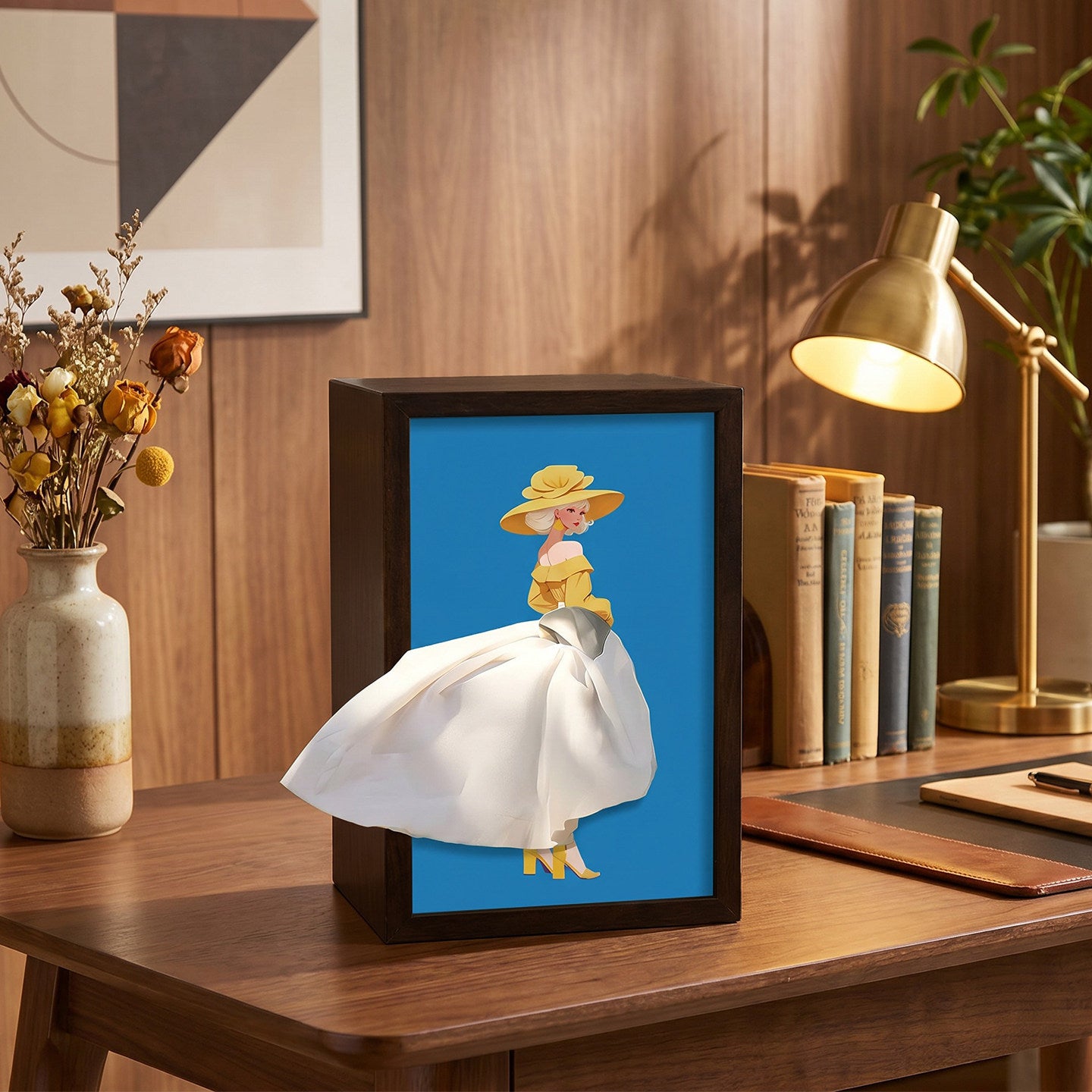 Art Frame Tissue Box | Ballet & Fashion Illustration Desk Decor | 2-in-1 Tissue Holder & Sculpture