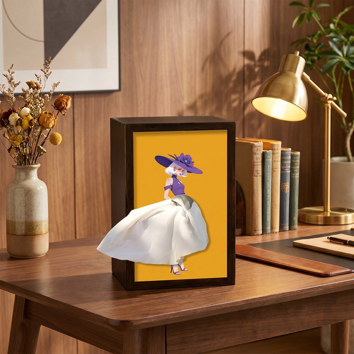 Art Frame Tissue Box | Ballet & Fashion Illustration Desk Decor | 2-in-1 Tissue Holder & Sculpture