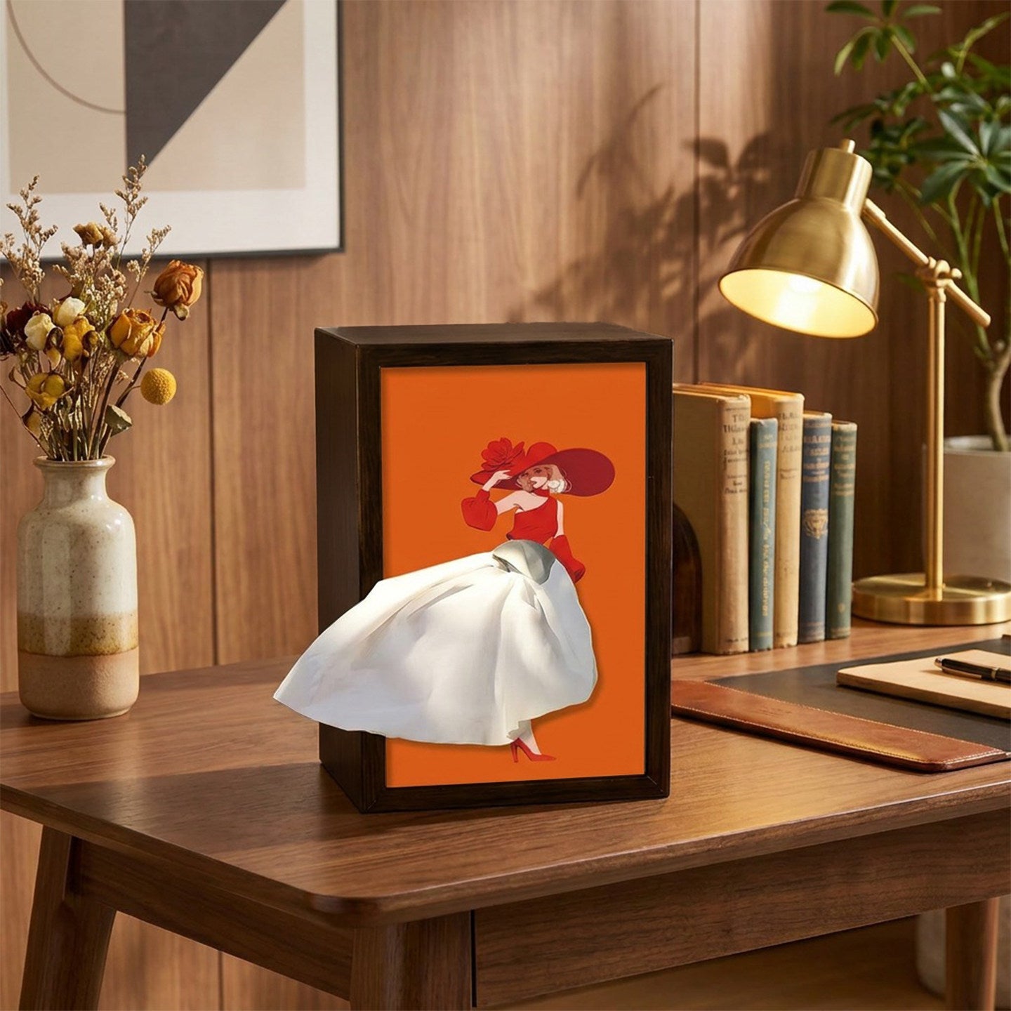 Art Frame Tissue Box | Ballet & Fashion Illustration Desk Decor | 2-in-1 Tissue Holder & Sculpture