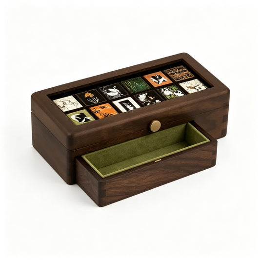 Art Glass & Walnut Jewelry Box | Long Bangle & Keepsake Case