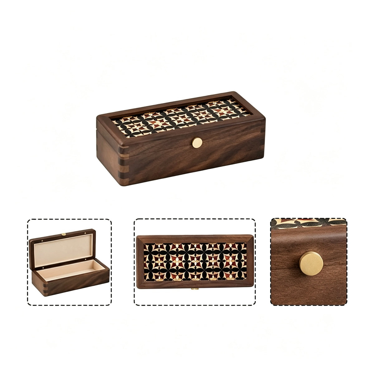 Art Glass & Walnut Jewelry Box | Long Bangle & Keepsake Case